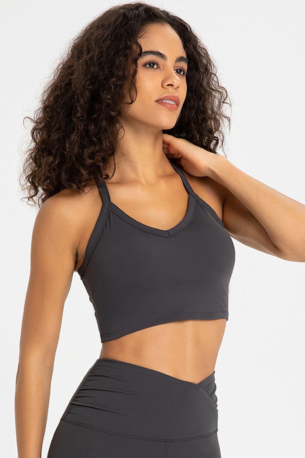 Crisscross Back V-Neck Sports Bra - 808Lush