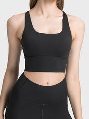 Scoop Neck Crisscross Straps Sports Bra - 808Lush