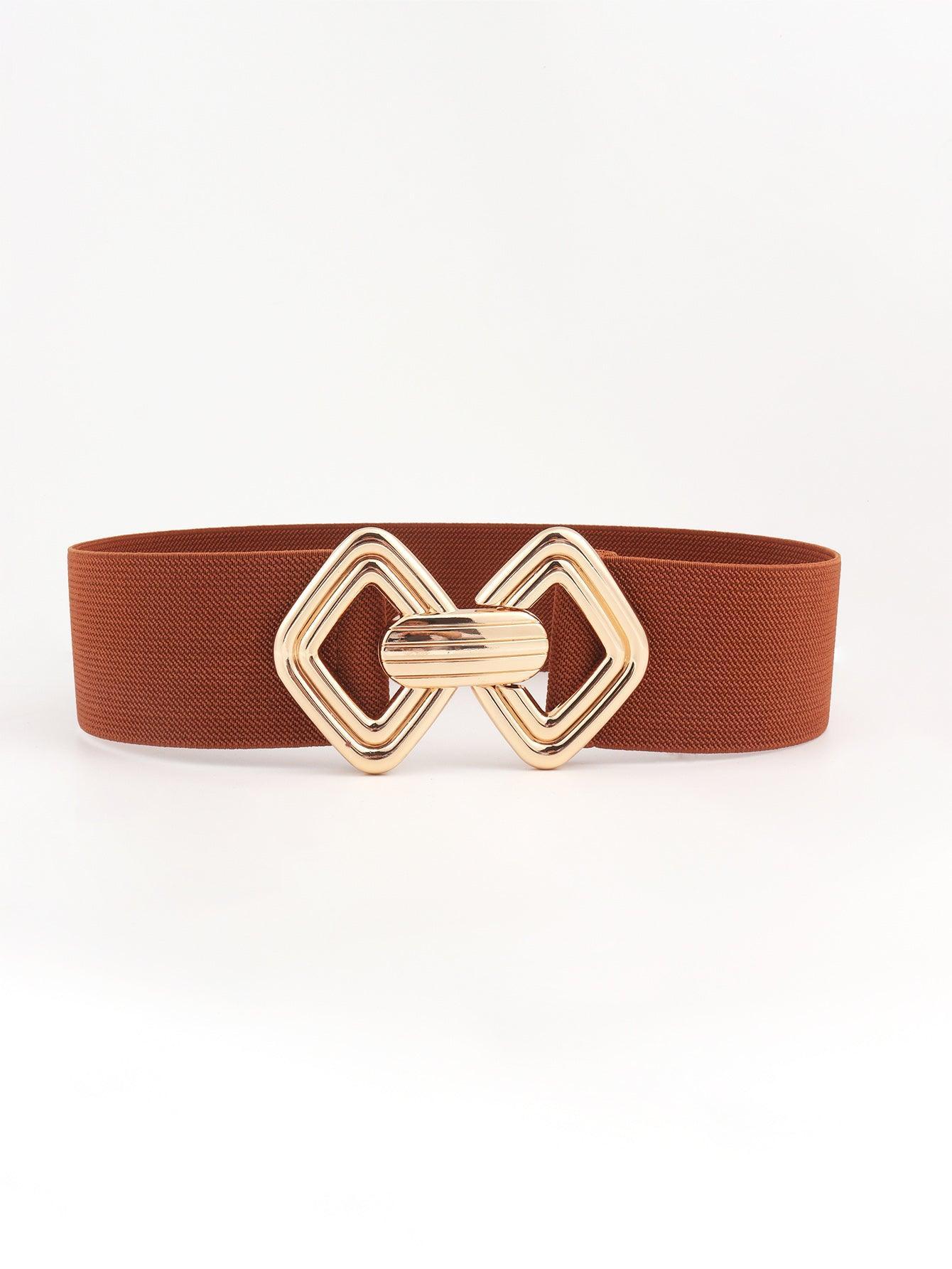 Geometric Buckle Elastic Wide Belt - 808Lush