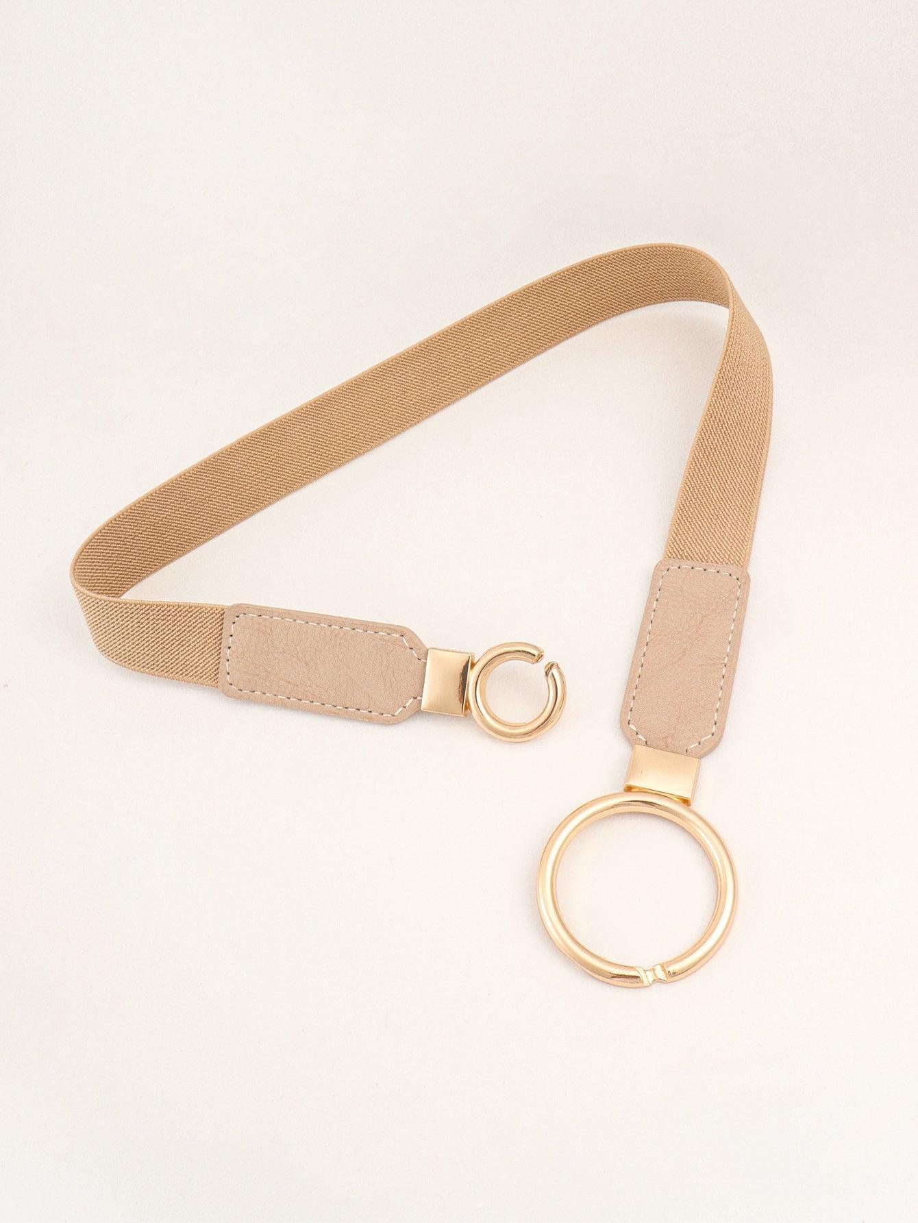 Double Ring Buckle Elastic PU Belt - 808Lush