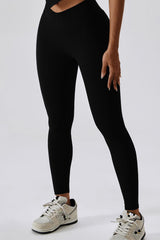 Wide Waistband Slim Fit Back Pocket Sports Leggings - 808Lush