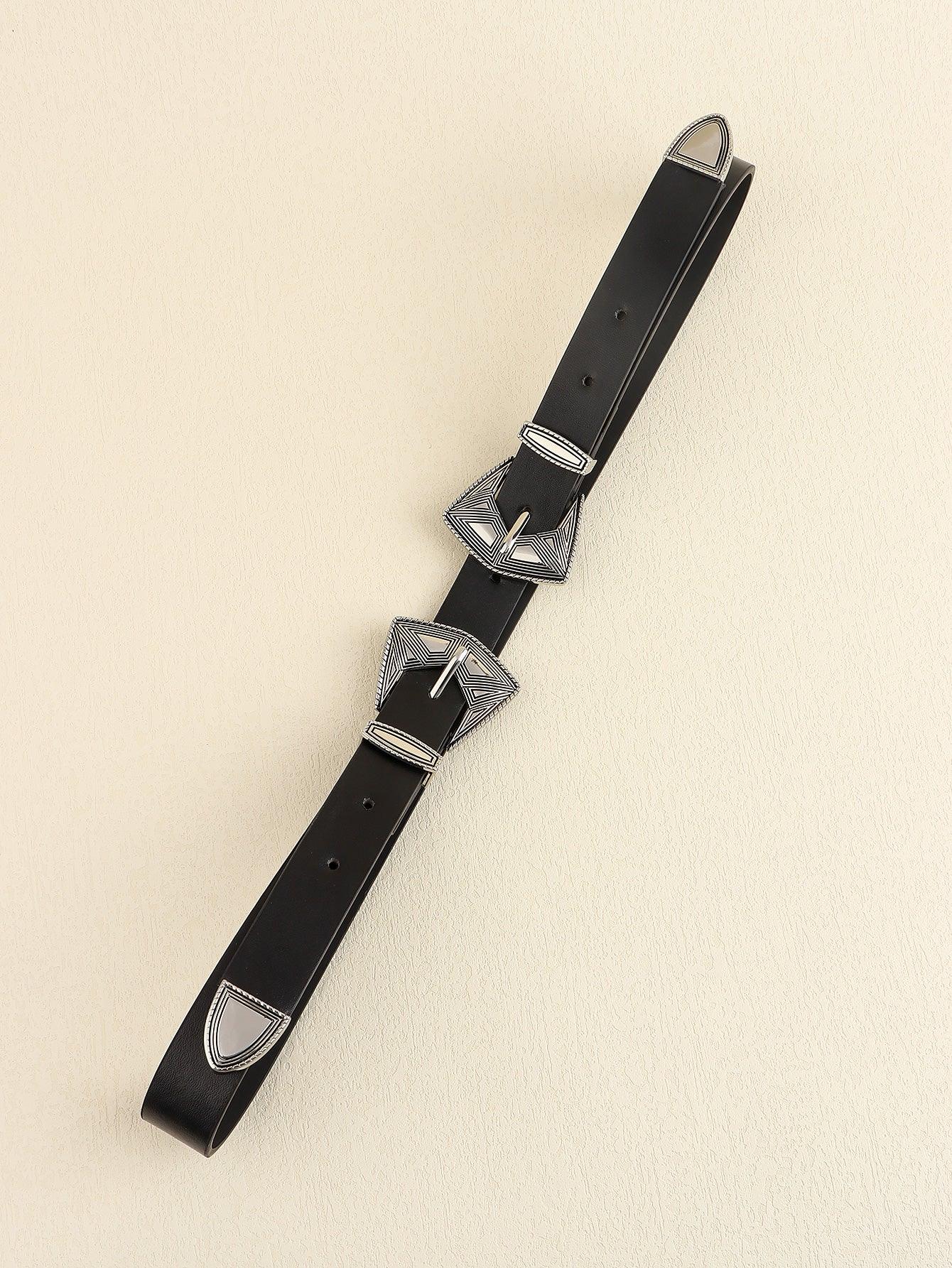 Double Buckle PU Leather Belt - 808Lush