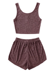 Scoop Neck Top and Shorts Lounge Set - 808Lush