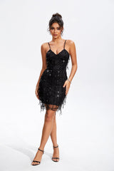 Sequin V-Neck Wrap Cami Dress - 808Lush