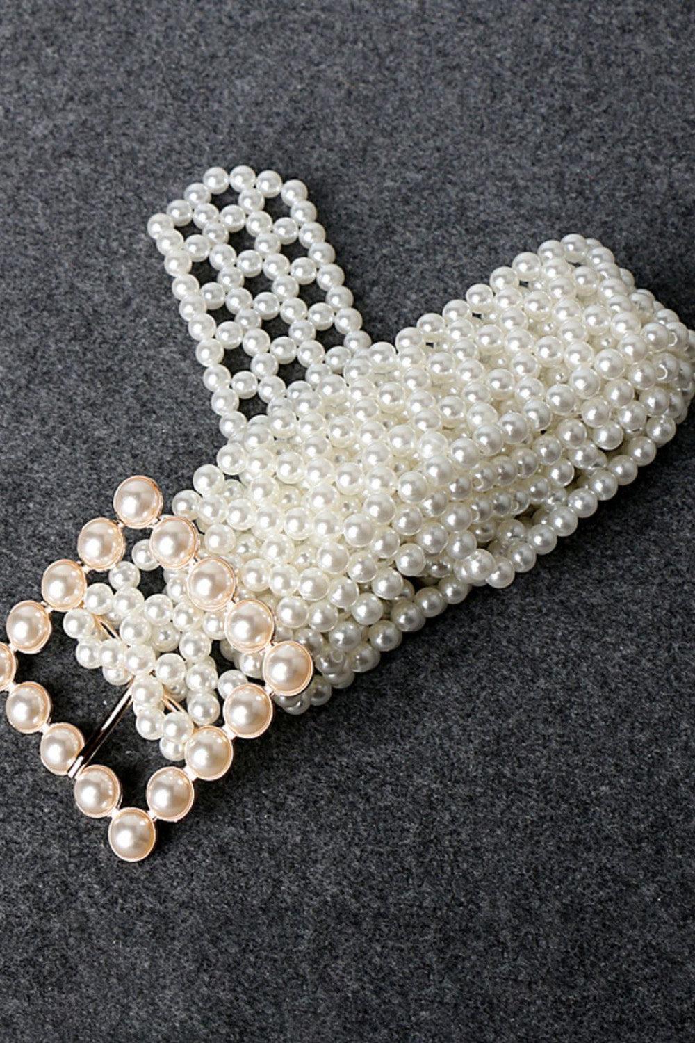 Alloy Buckle Pearl Belt - 808Lush