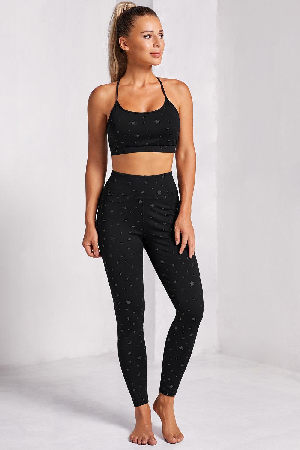 Star Print Sports Bra and Leggings Set - 808Lush