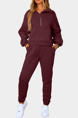 Half-Zip Sports Set with Pockets - 808Lush