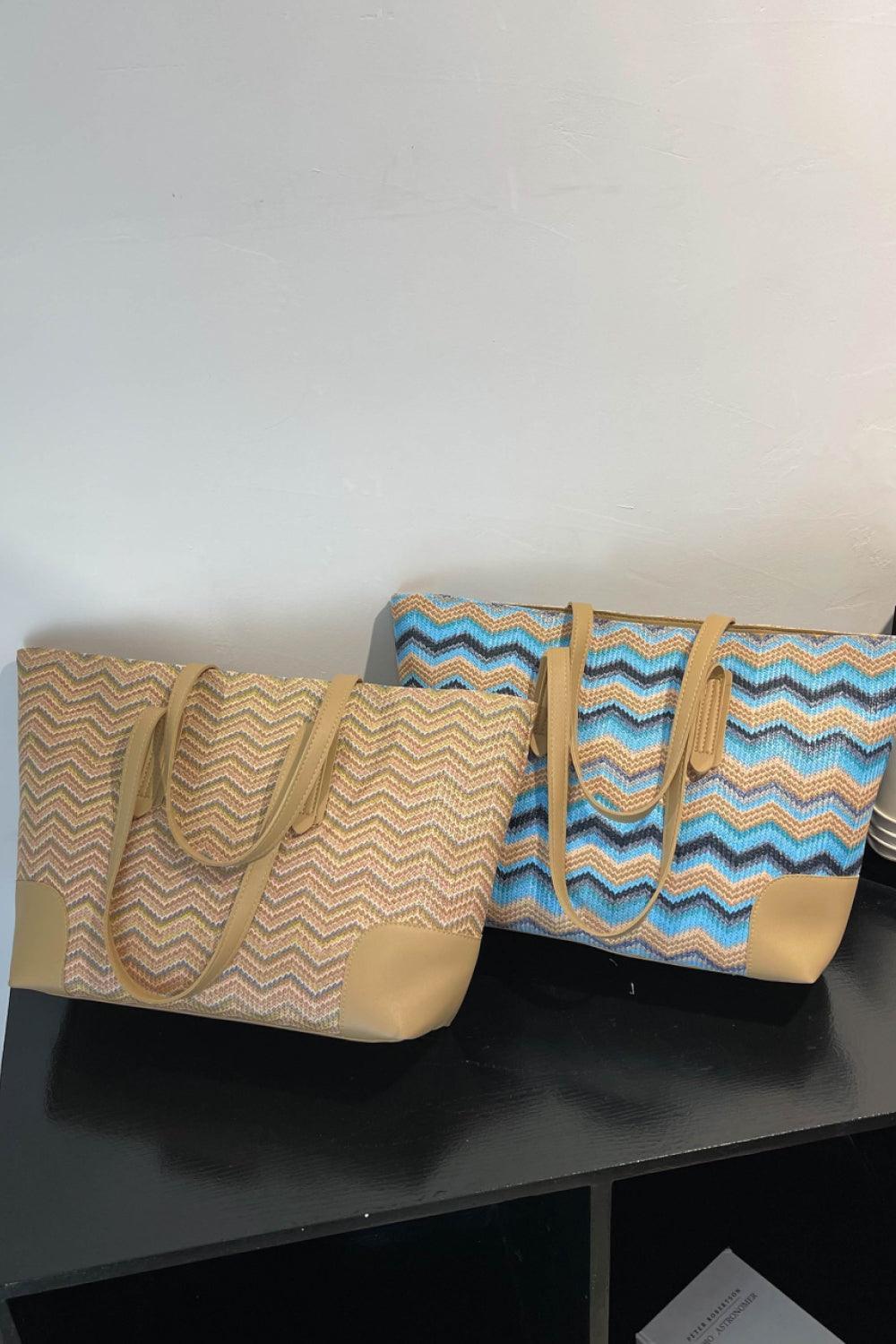 Chevron Straw Tote Bag - 808Lush