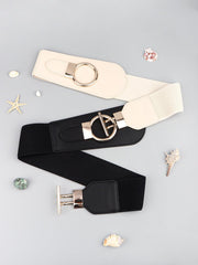 PU Elastic Wide Belt with Alloy Buckle - 808Lush