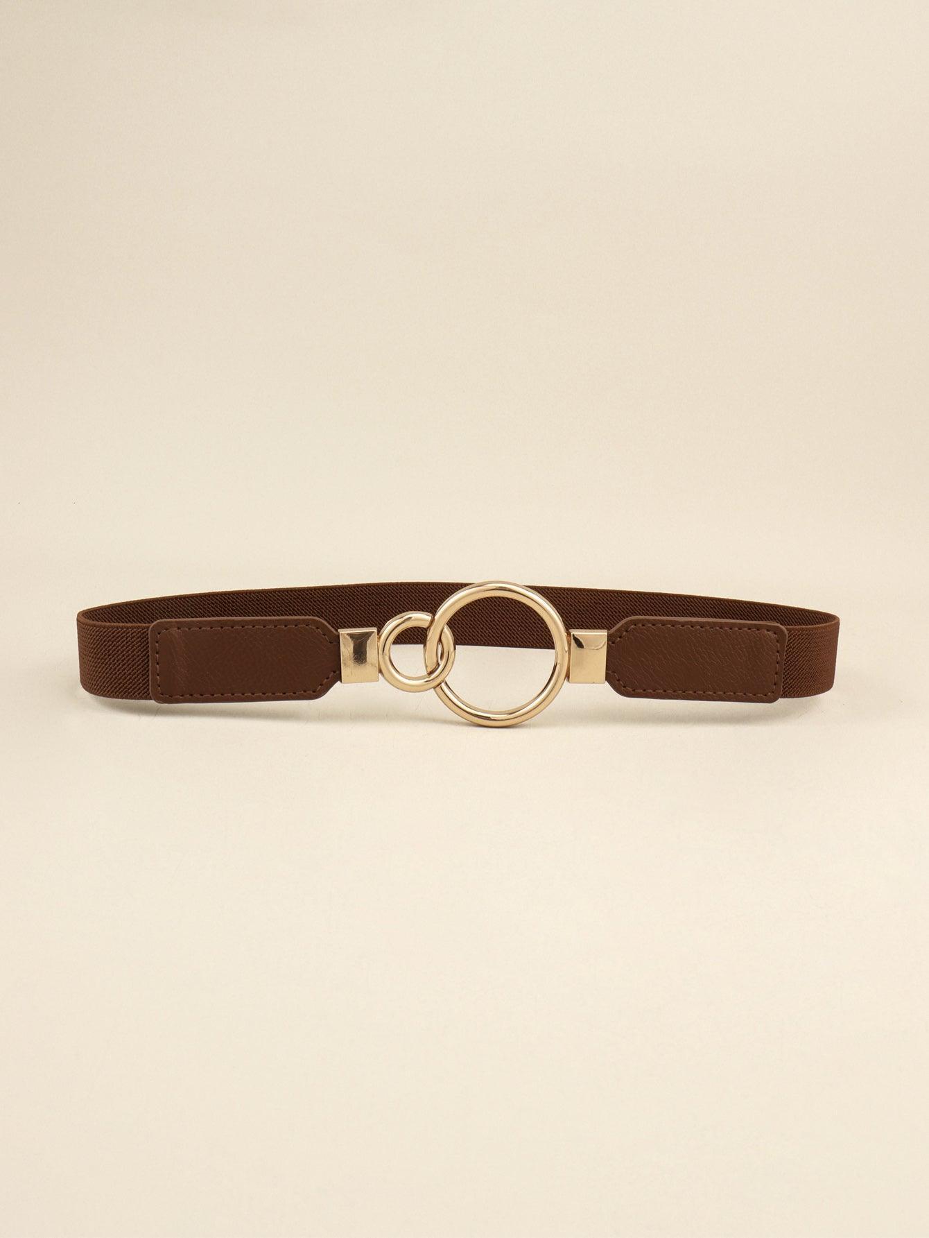 Double Ring Buckle Elastic PU Belt - 808Lush