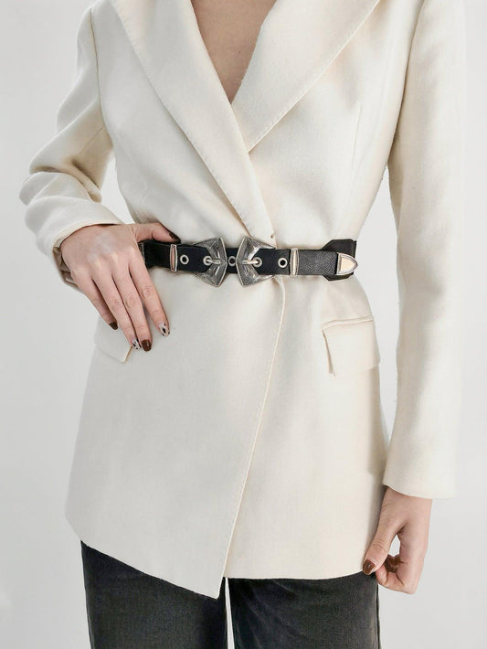 Double Buckle PU Leather Belt - 808Lush