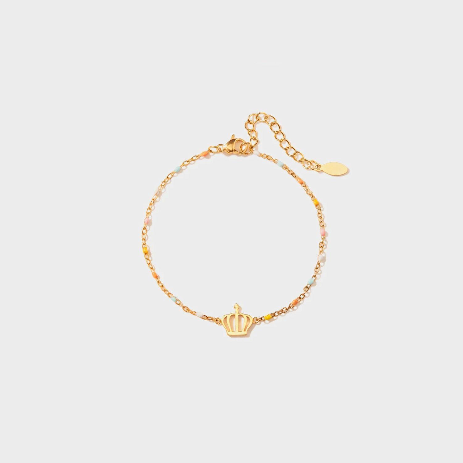 Crown Shape 18K Gold-Plated Bead Bracelet - 808Lush