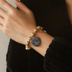 Natural Stone Gold-Plated Heart Bracelet - 808Lush