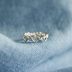 Knotted Hearts 925 Sterling Silver Open Ring - 808Lush