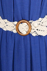 Shell Braid Belt with Wood Buckle - 808Lush