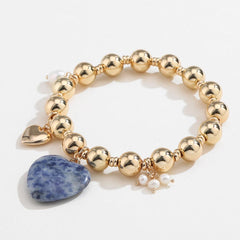 Natural Stone Gold-Plated Heart Bracelet - 808Lush