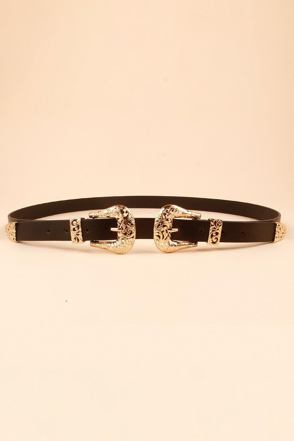 Double Buckle PU Leather Belt - 808Lush