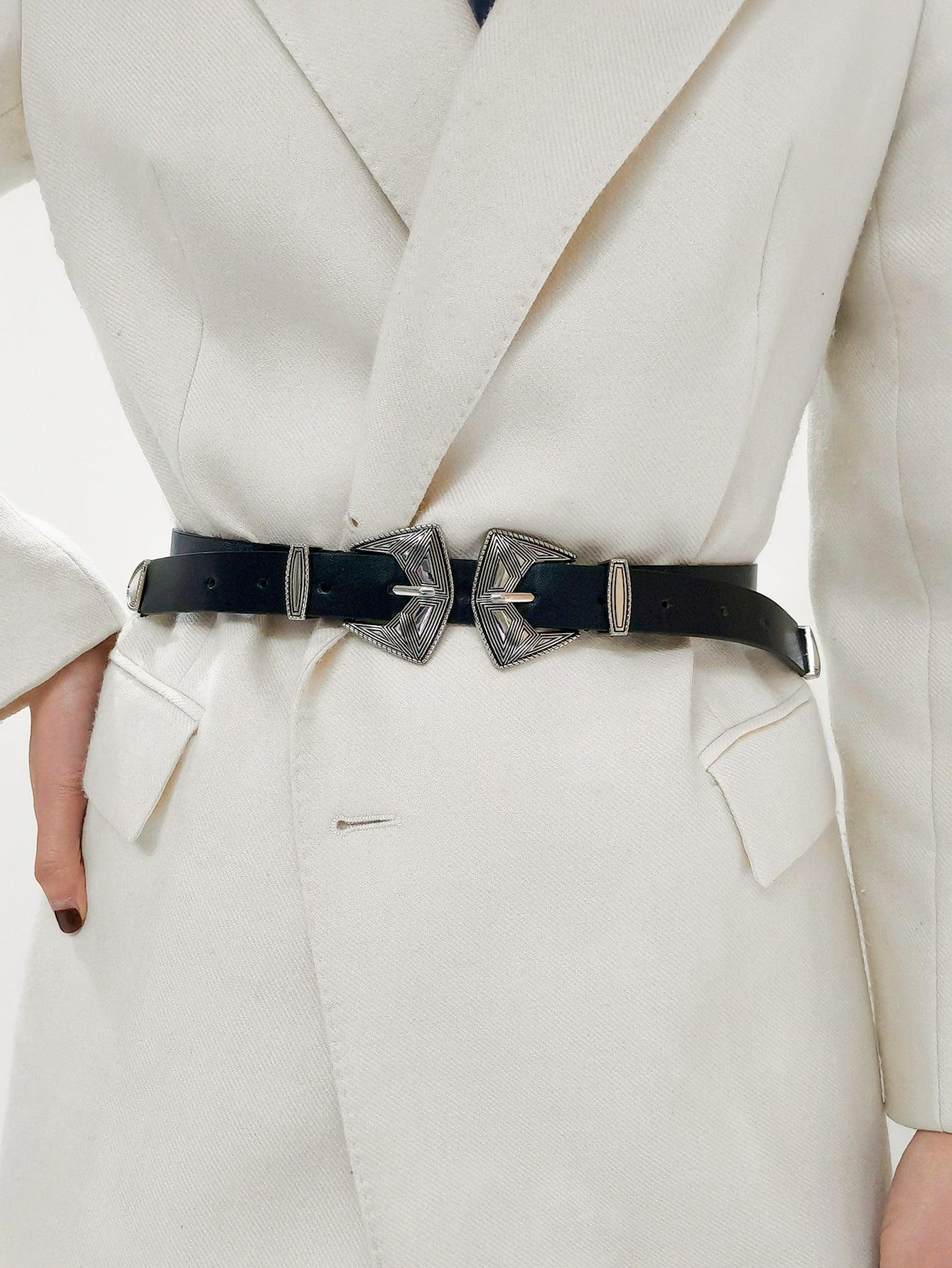 Double Buckle PU Leather Belt - 808Lush