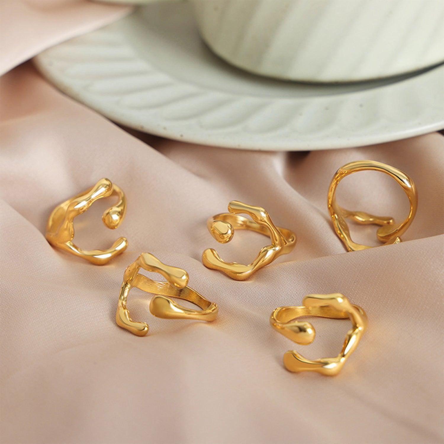 18K Gold-Plated Irregular Open Ring - 808Lush