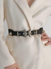 Double Buckle PU Leather Belt - 808Lush