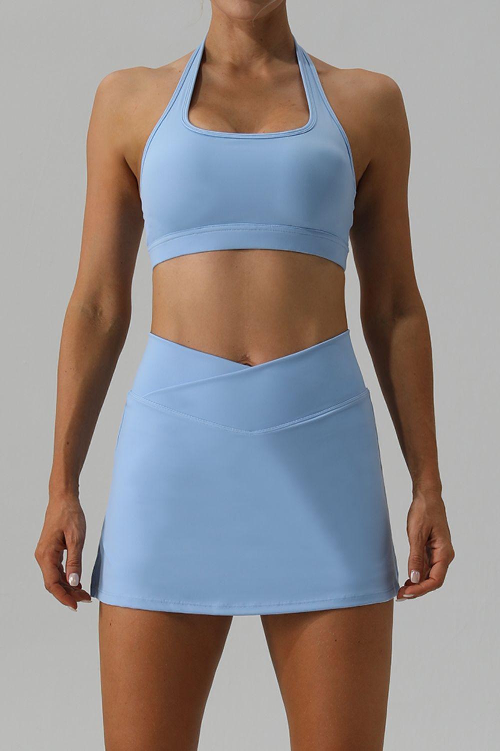 Halter Neck Tank and Slit Skirt Active Set - 808Lush