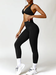 Twisted Halter Neck Bra and High Waist Leggings Active Set - 808Lush