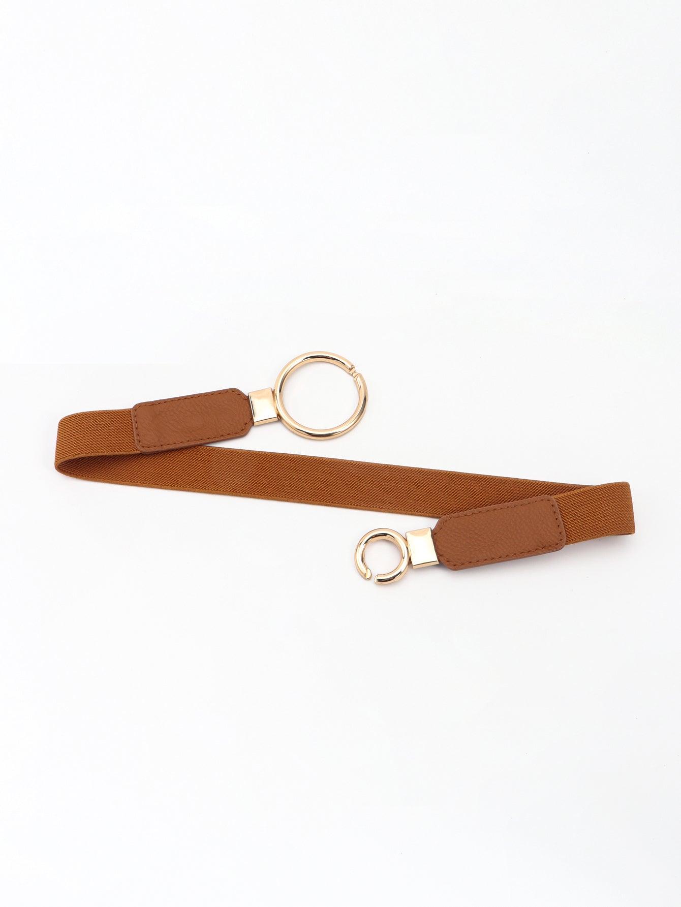 Double Ring Buckle Elastic PU Belt - 808Lush