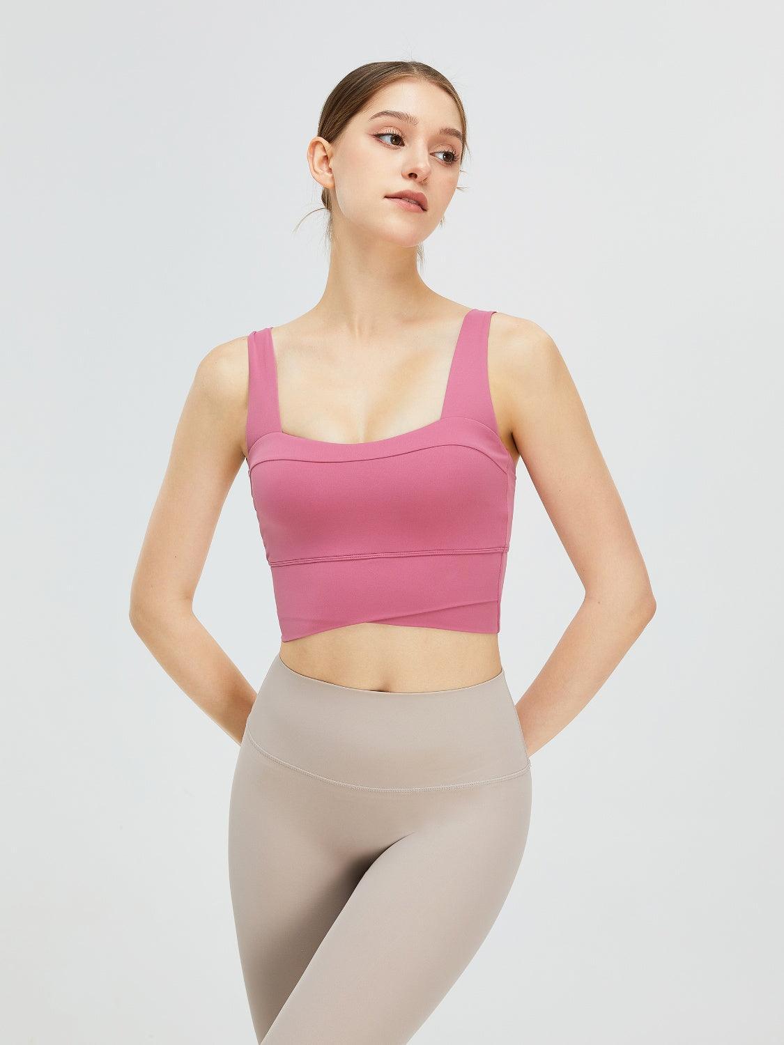 Square Neck Wide Strap Active Bra - 808Lush