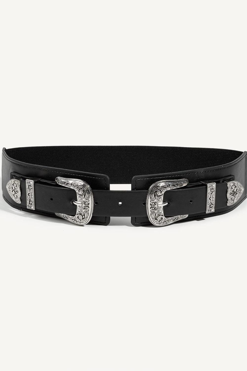 Double Buckle PU Leather Belt - 808Lush