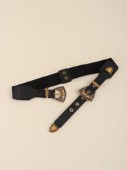 Double Buckle PU Leather Belt - 808Lush