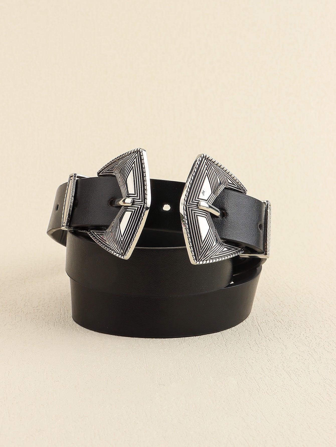 Double Buckle PU Leather Belt - 808Lush