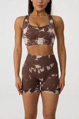 Crisscross Printed Tank and Shorts Active Set - 808Lush