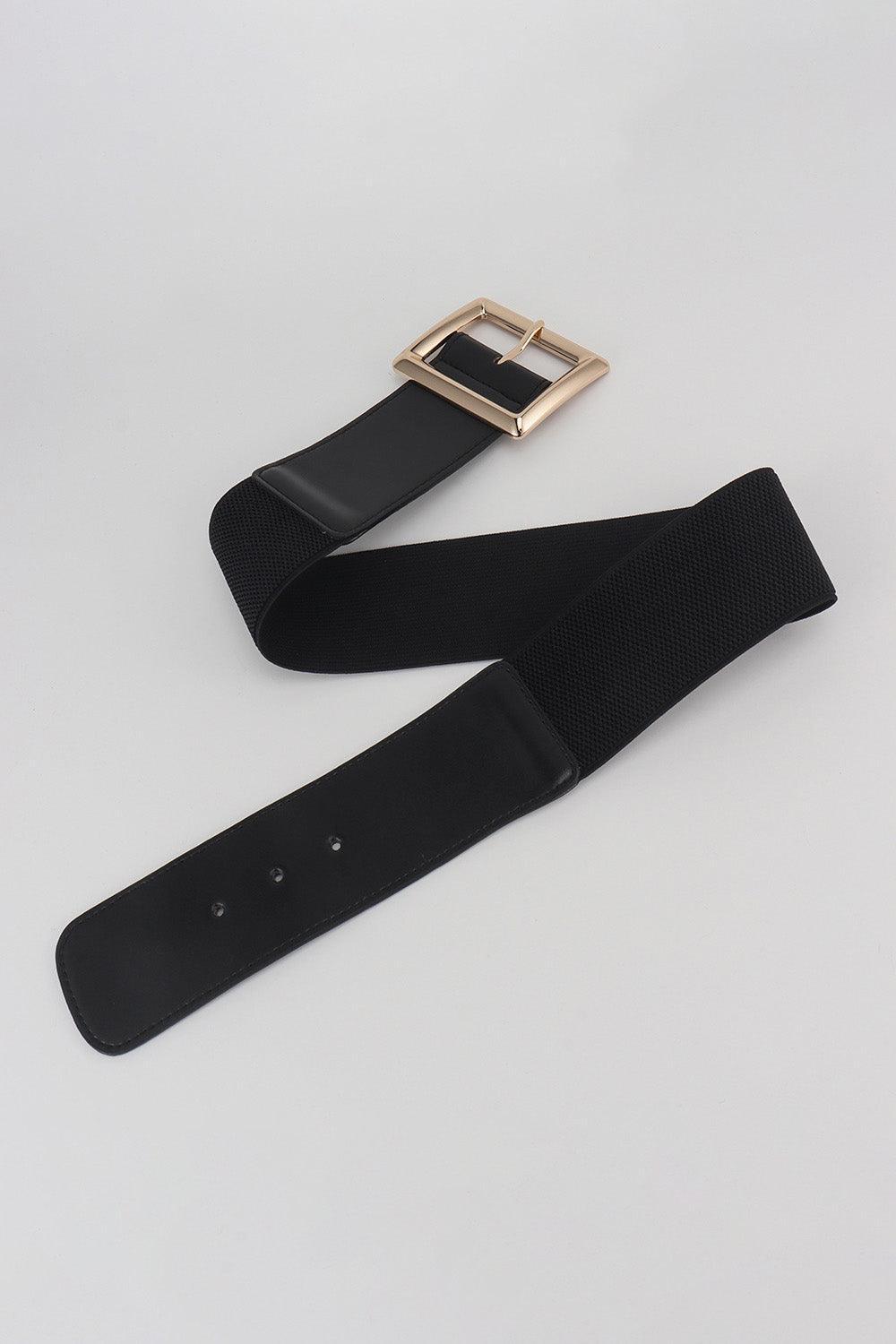 Rectangle Buckle Elastic Wide Belt - 808Lush