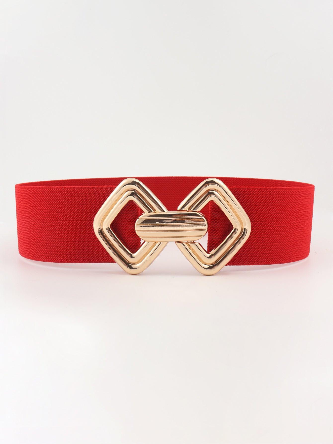 Geometric Buckle Elastic Wide Belt - 808Lush