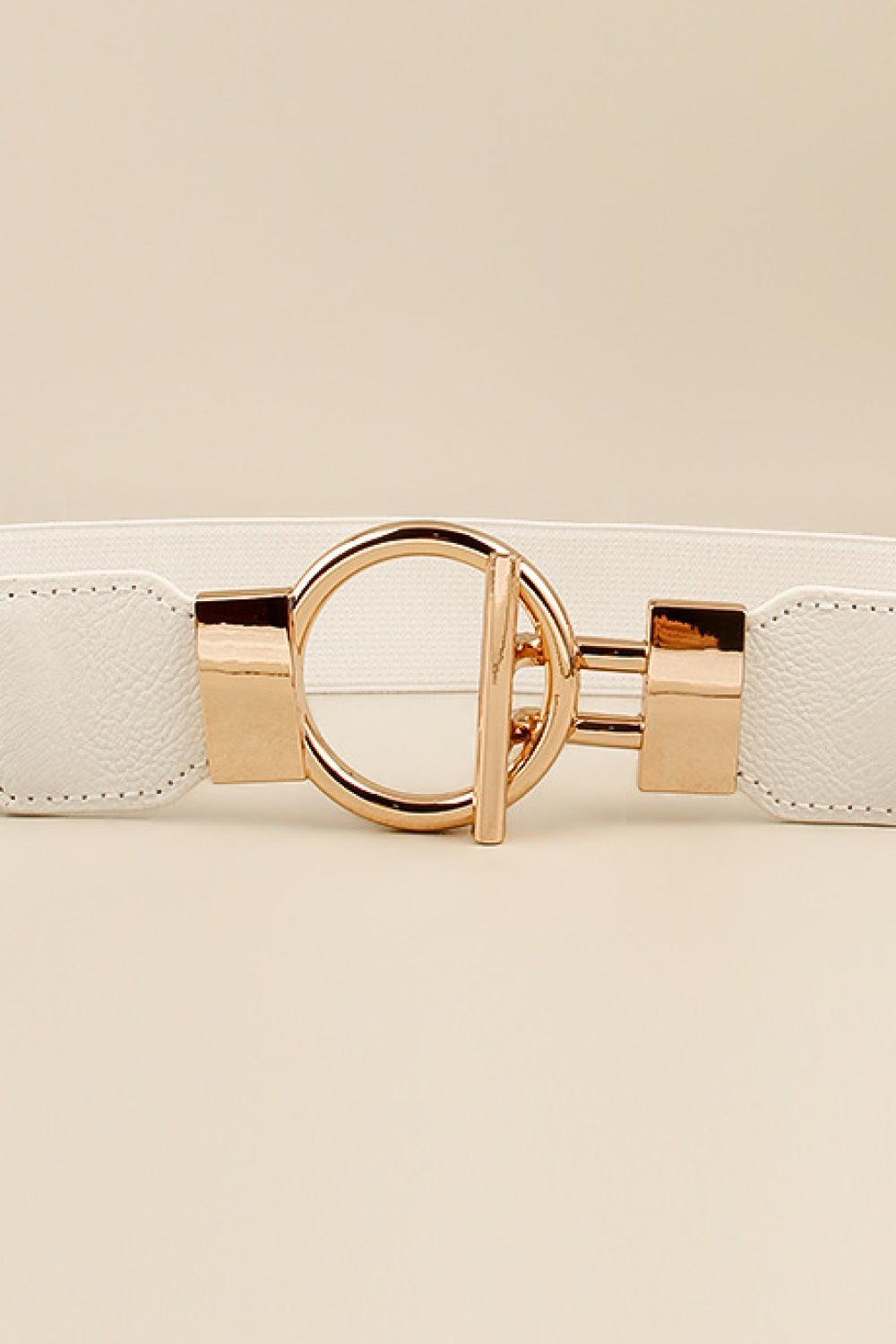 Circle Shape Buckle Zinc Alloy Buckle PU Leather Belt - 808Lush