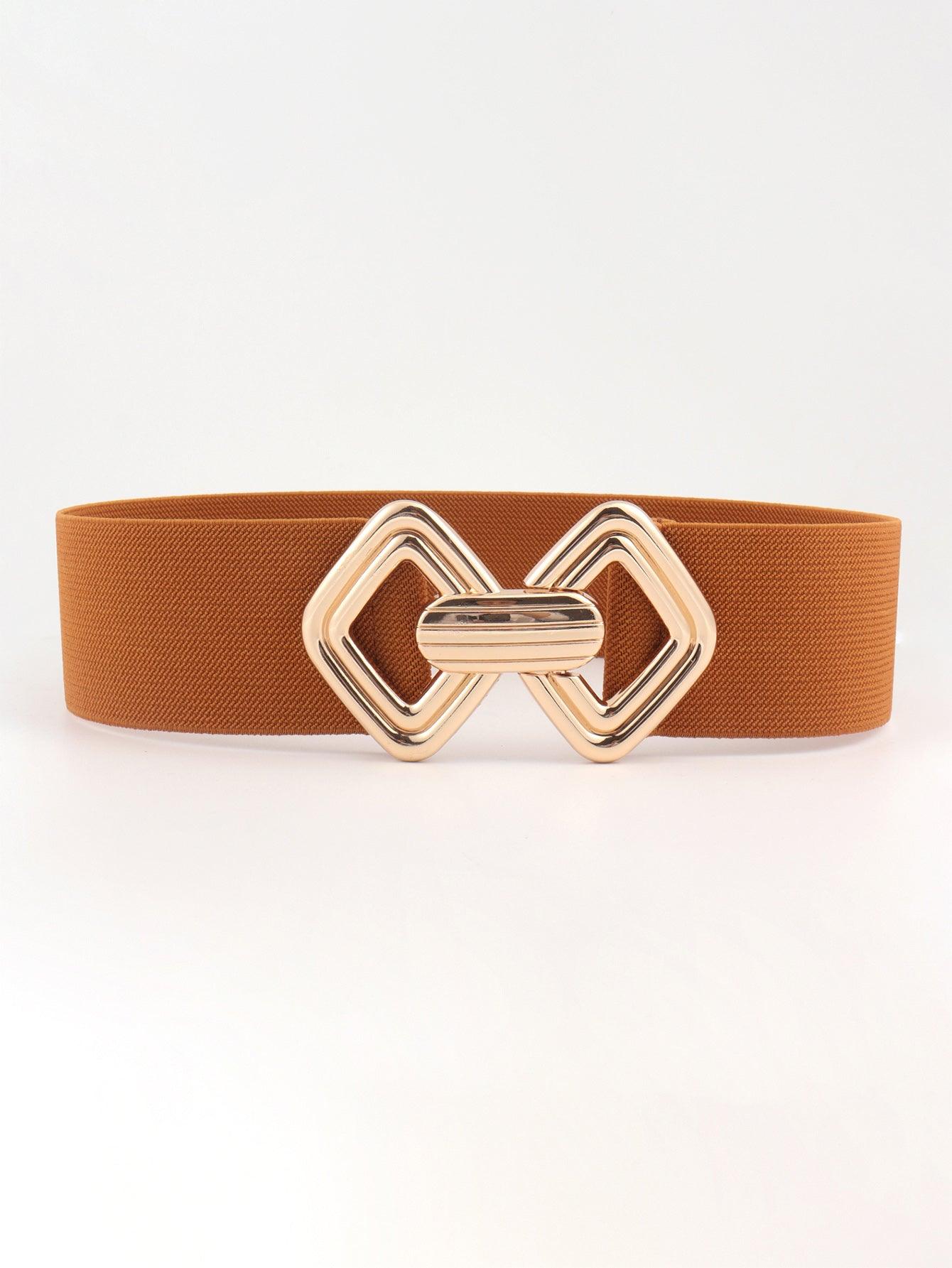 Geometric Buckle Elastic Wide Belt - 808Lush