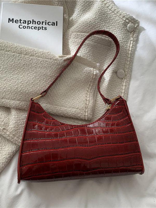 fashion embossed hand bag temperament stone pattern shoulder bag - 808Lush