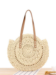 Round shoulder straw woven bag woven bag beach bag fashion women's bag straw woven bag - 808Lush