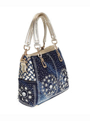 Denim bag canvas hand-held diamond shoulder crossbody bag tote bag - 808Lush