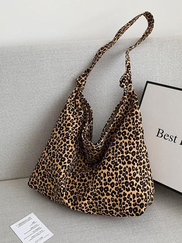 leopard print shoulder bag canvas shopping bag - 808Lush