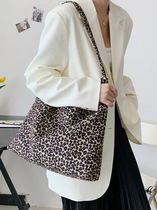 leopard print shoulder bag canvas shopping bag - 808Lush