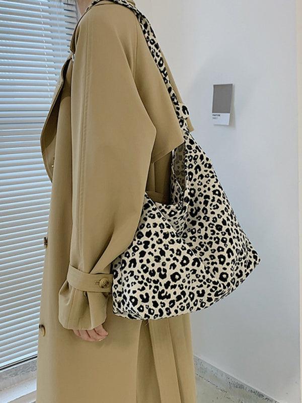 leopard print shoulder bag canvas shopping bag - 808Lush