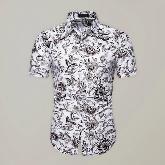 Men's Summer Fashion Short Sleeve Printed Shirt - 808Lush