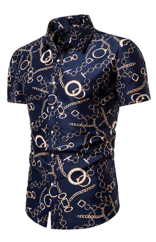 Men's Summer Fashion Short Sleeve Printed Shirt - 808Lush