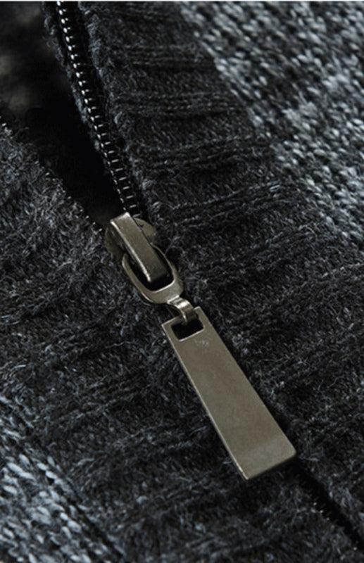 Men's Sweater Colorblock Standing Collar Zip Cardigan - 808Lush