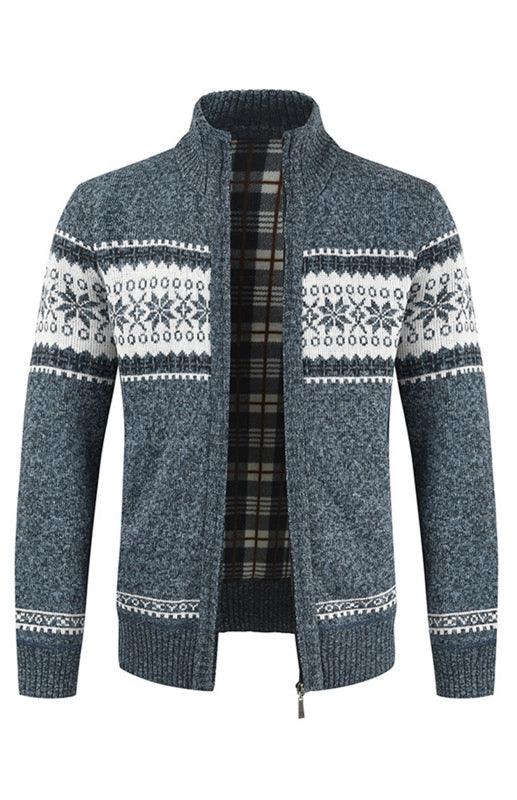 Men's Sweater Cardigan Colorblock Standing Collar Sweater - 808Lush