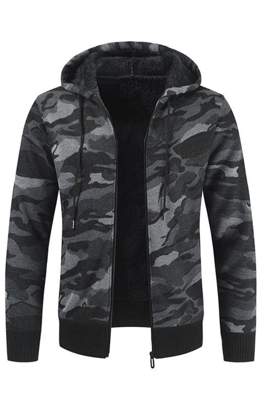 Men's Hooded Sweater Cardigan Camo Hooded Athleisure Sweater - 808Lush
