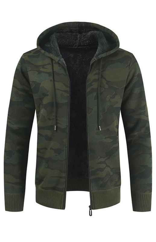 Men's Hooded Sweater Cardigan Camo Hooded Athleisure Sweater - 808Lush