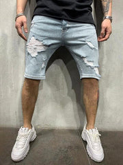 Men's Fashion Mid Waist Ripped Slim Short Jeans - 808Lush