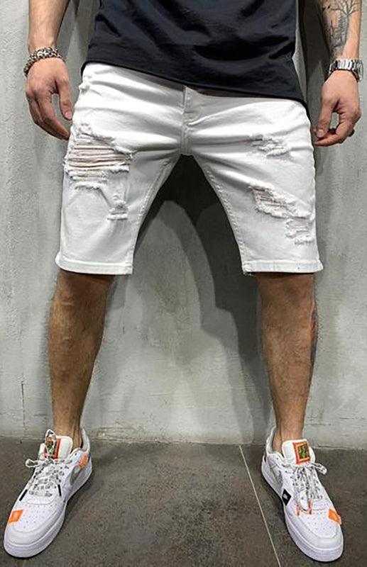 Men's Fashion Mid Waist Ripped Slim Short Jeans - 808Lush